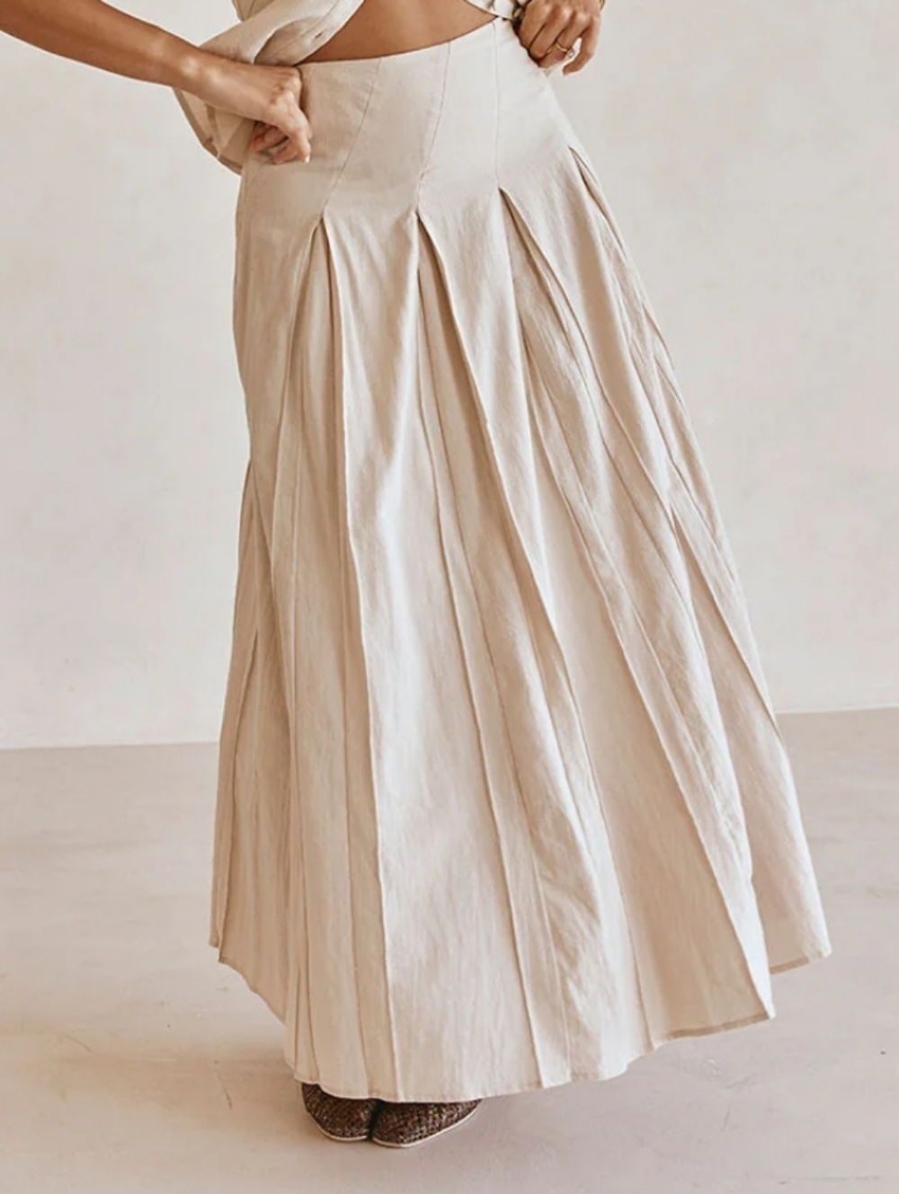 SABO Adri Skirt Cream Maxi Pleated Skirt Size 4